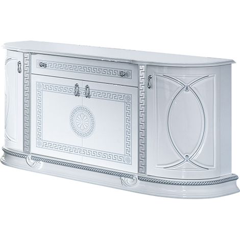 Les Tendances – Buffet 4 portes 1 tiroir – Bois vernis laqué brillant blanc et gris – Dimensions L 163 x H 77 x P 45 cm – Fabrication italienne (1/2)
