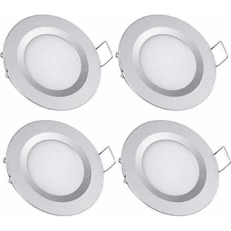 12 V plug-in LED lights, 58-65 mm hole, 3 W, 6400 K, for technologies of autocaravanas, boats, caravans, furgonetas and yates. Acabado en blanco frío (plata). (1/4)