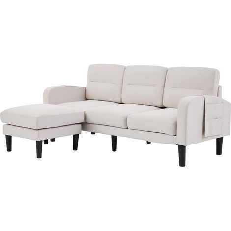 Divano angolare a L 3 posti con chaise longue 204x136x80 cm beige (1/5)