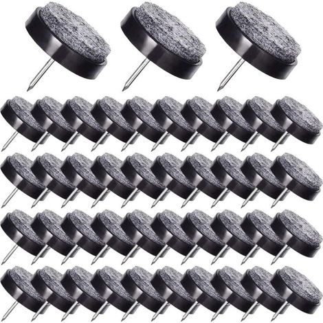 50 Pcs Patin Chaise a Clouer 24mm Tampon Chaise en Feutre pour Protéger Pieds des Meubles Noir (1/5)