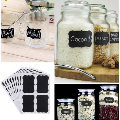 Lot de 40 étiquettes tableau noir - Autocollants ardoise - Étiquettes de cuisine - Autocollants de tableau (1/3)