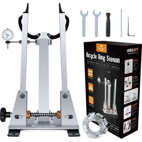 Soporte enderezador de ruedas de bicicleta, ajustable para diferentes tamaños de rueda, herramienta de calibración de precisión, estilo mejorado. (1/2)