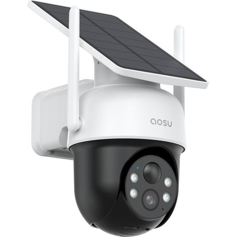 AOSU Telecamera Wi-fi Esterno Senza Fili Batteria Telecamera di Sicurezza Esterna, Pannello Solare Fisso, 3MP 2K HD, 360 Gradi PTZ 2.4Ghz, Visione Notturna a Colori, Allarme Luminoso e Sonoro (1/5)