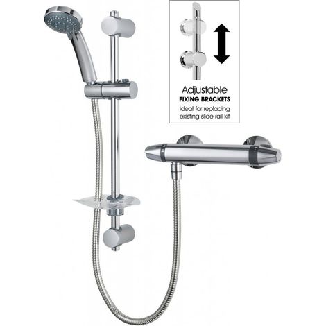 Triton Club EXE Unichrome Thermostatic Bar Mixer Shower UNEXTHBM + Riser Rail (1/6)