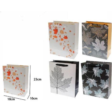 TrAdE Shop Traesio - Set 3pz Buste Borsa Da Regalo Foglie Autunnali 23 X 18 X 10cm 69962 Vari Modelli -