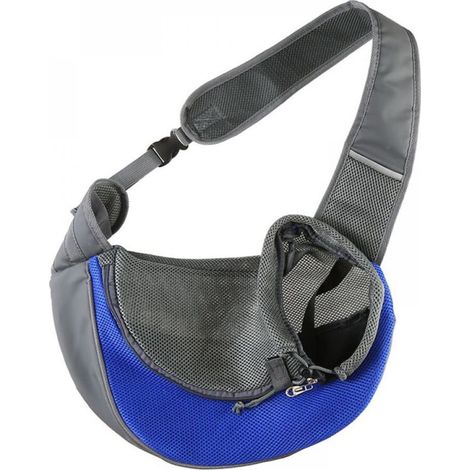 Dog tote bag, breathable mesh tote bag for puppies and cats, adjustable shoulder strap with drawstring and pouch, adjustable shoulder strap tote bag, size S, indigo
