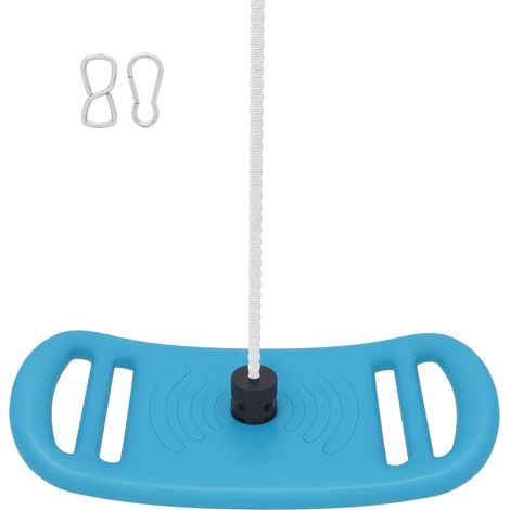 Balançoire enfant extérieur et intérieur avec corde réglable, mousqueton, charge max. 70 kg, bleu (1/5)