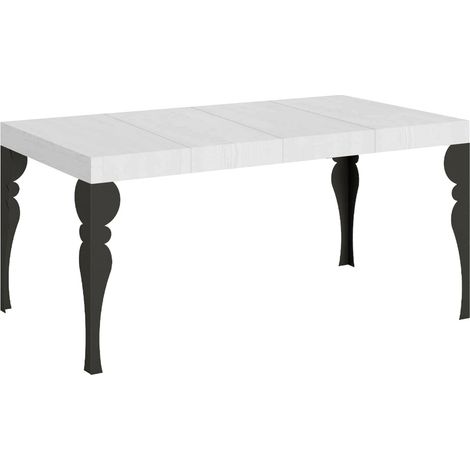 Tavolo Allungabile 120/380x90 cm Paxon Premium Bianco Frassino Gambe Antracite