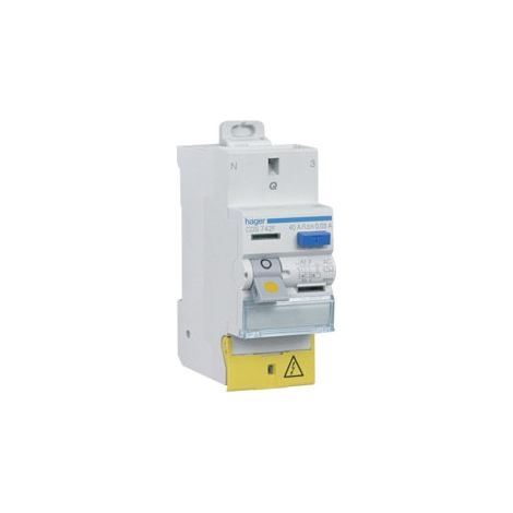 Hager – Interrupteur différentiel bipolaire 40A 30mA AC – Protection contre les fuites de courant – Installation sur rail DIN – Indice de protection IP20