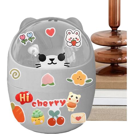 Mini Poubelle Poubelle Mignonne À Motif Ours Avec Couvercle - de Coiffeuse Démontable - pour Buanderie, Salle de Bain, Coiffeuse, Voiture, Maison, Cuisine, Dortoir et Atelier (1/5)