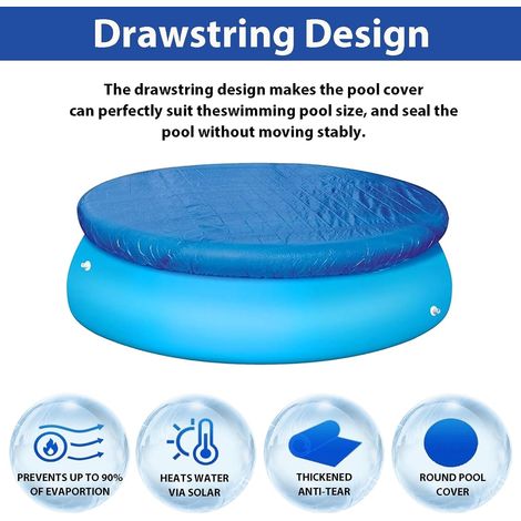 15ft Round Pool Cover - Easy Install Dustproof Pool Cover for Inflatable and Above Ground Pools (457cm) (1/3)