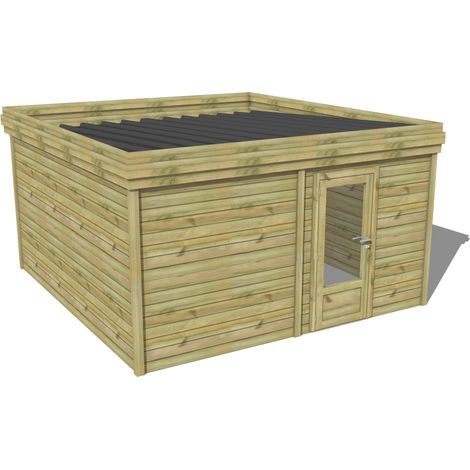 ABRI DE JARDIN bois traité 27mm, 5,2x4,3m, 23m2
