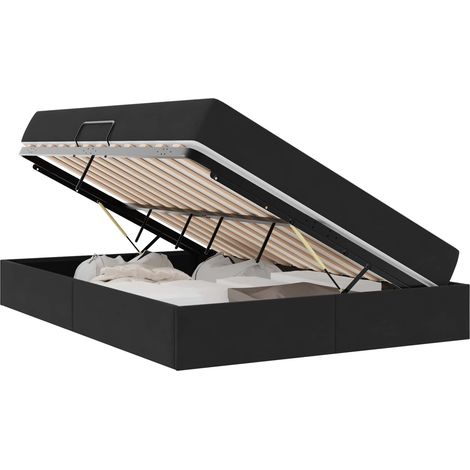 Letto con contenitore e materasso Nero 140 x 200 cm Velluto vidaXL