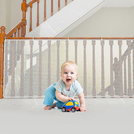 Bébés Filet de Protection pour Escalier, Barriere Filet Securite Escalier  300 x 90cm Filet Protection Anti-Chute pour Escaliers, Enfant Escalier Balcon Securite Filet pour Enfants, Chat, Jouets (1/5)