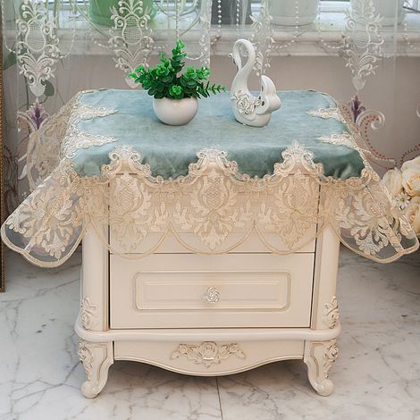 Nappe de chevet carrée, housse de table de chevet, coussin anti-poussière (1 pièce, Lan 898)