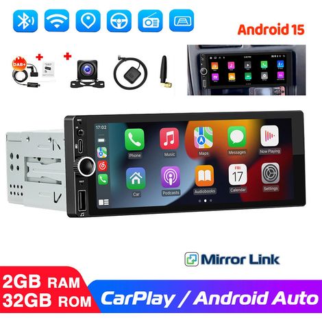 Autoradio 6,86" 1 DIN avec Android 15, 2+32 Go, CarPlay, GPS, RDS, Bluetooth et Wi-Fi - 2+32G DAB+ CAM (1/5)