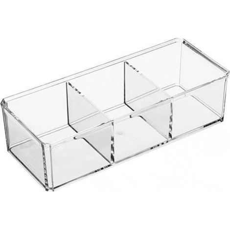Boîte de rangement maquillage acrylique transparente organisateur avec couvercle, rangement soigné pour produits cosmétiques