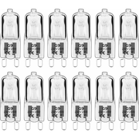 12 pièces G9 Lampes halogènes , ampoules G9 230V 28W 392lm, 2800K blanc chaud, ampoules à capsule dimmable, sans scintillement [Classe énergétique G] (1/5)