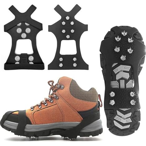 Pointes de chaussures, pointes IJIAMY pour chaussures d'hiver, crampons pour bottes de montagne, chaussures à chanes à neige à 10 crampons, Snowline Chainsen Pro pour l'escalade sur glace et sports de (1/4)