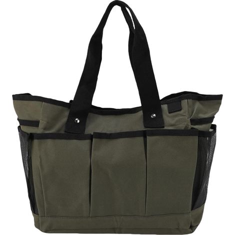 Sac à outils de jardin double couche en tissu Oxford, rangement organisé, vert (1/5)