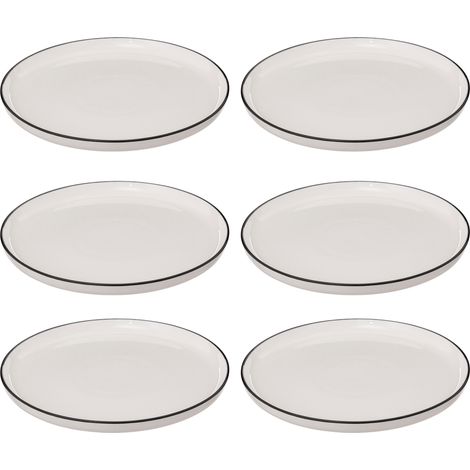 Assiettes à dîner en porcelaine ALIX, bord noir, 6 pièces x Ø 27 cm