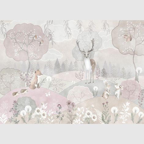 Papier peint intissé - Forêt pastel - 375x270 cm (1/5)