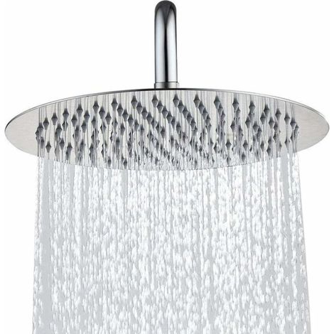 Pommeau de douche rond et fin en acier inoxydable 304, effet pluie haute pression, 25 cm (10 pouces), réglable pour salle de bain (1/5)