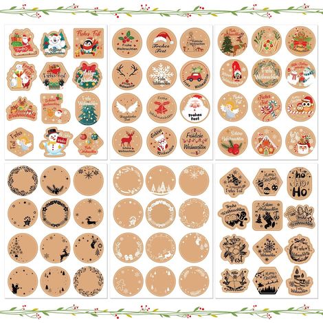 Autocollants de Nol Auto-adh¨sifs, 216pcs Autocollants ¨¤ frotter pour Nol, Autocollants de Nol pour Les Sacs-Cadeaux et la d¨coration de Nol (1/5)