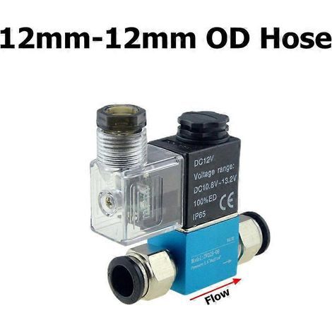 Électrovanne pneumatique 12 V/24 V/220 V, 2 positions, orifice 1/4", 2 voies normalement fermée, référence 2V025-08, pour compresseur d'air. Tuyau 12 mm x 12 mm, 12 V CC (1/5)