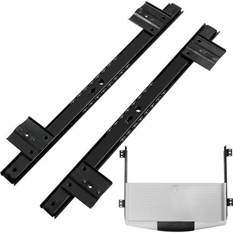 Glissières clavier tiroir réglables hauteur Tablette - 1 paire Tiroirs Coulisse Longueur totale ouverte 58,3 mm, Souris et tablette ordinateur portable, pour Plateau Coulissant, Armoire Meubles (1/5)