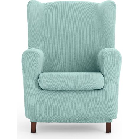 Housse de Fauteuil à Oreilles Universelle et Polyvalente - Couleur Eau Marine - Protecteur Facile à Placer pour Dossier, siège et accoudoirs (1/5)