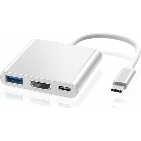 Adaptateur USB C vers HDMI 4K, Adaptateur Type C Hub vers HDMI Convertisseur avec Port USB 3.0 et Port de Charge C USB Compatible avec MacBook Pro, Google Chromebook, HP, Samsung S8/S9+ BF (1/5)
