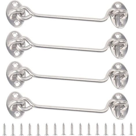 Crochet et œillet de verrouillage, lot de 4 accessoires, crochet de cabine en acier inoxydable de 15 cm, robuste, pour sol (1/5)