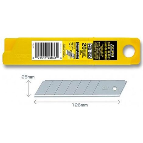 Olfa couteau de rechange 100x25mm / lame cassable 20 lames