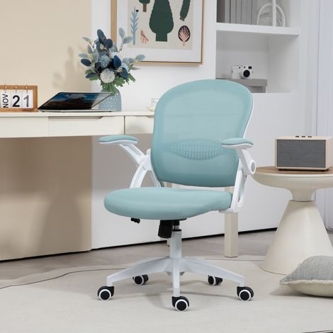 Chaise de bureau ergonomique avec dossier en maille et hauteur réglable, 65,5 x 61,5 x 88-97,5 cm, bleue (1/5)