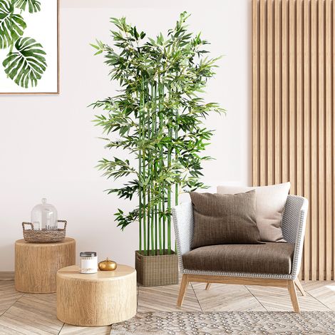 Bambù artificiale, pianta artificiale, pianta decorativa, aspetto realistico, facile da curare, per uso domestico, alta 180 cm, verde