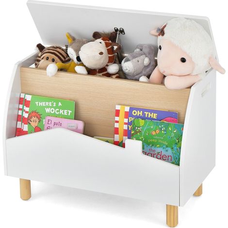 COSTWAY Wooden Toy Box Kids Toy Storage Organizer Chest Bookcase Display (1/5)