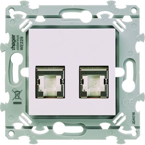 RJ45 essensya CAT.6A STP double Gr.3TV Pure - HAGER WE229