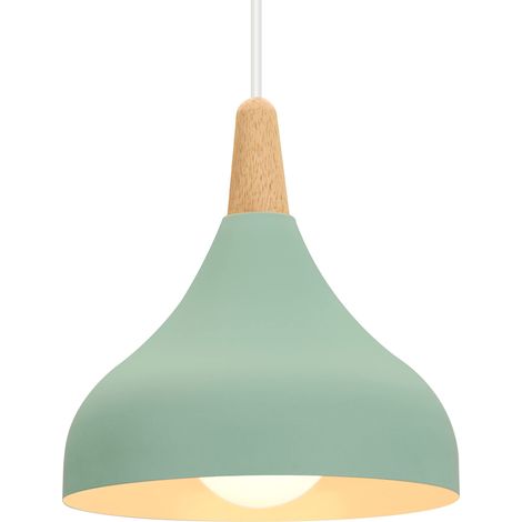 Lustre Suspension Rétro Suspension Luminaire Moderne Style Goutte Chapeau Plafonnier E27 Métal Lampe Suspension pour Chambre Salle à Manger Cuisine, Ø 20CM (Vert 1 Pack) [Classe énergétique A]