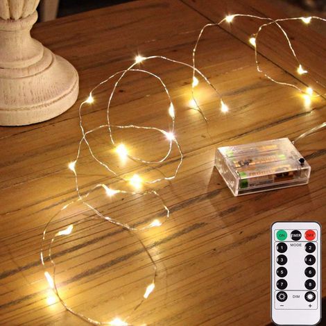Battery Operated LED Fairy Lights 10 m Copper Wire Warm White (1/5)