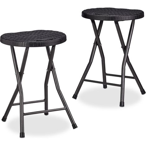 Set di 2 sgabelli pieghevoli per esterno campeggio giardinaggio 45 x 32,5 x 29 cm in plastica nera 130005918