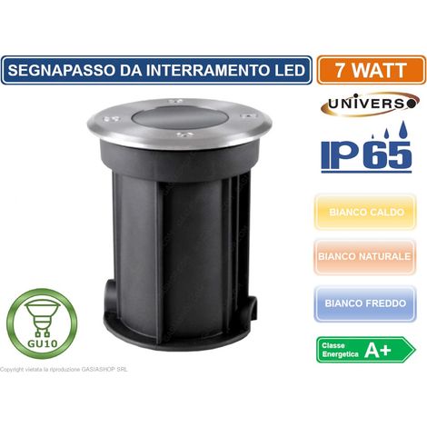 SEGNAPASSO PORTALAMPADA DA INTERRAMENTO CALPESTABILE CON LAMPADA GU10 7W IP65 - Colore Luce: Bianco Freddo