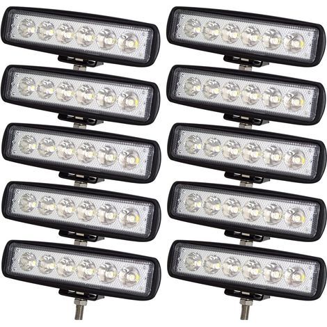 10 LED-Projektoren, 15 cm (6 Zoll), 18 W, 12 V/24 V, weiße 6000 K Aluminium-Arbeitsscheinwerfer, für LKW, Traktoren und Geländewagen (4x4) (1/5)