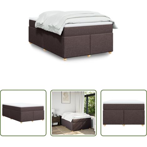 vidaXL Surmatelas - Sommier à lattes de lit et matelas marron foncé 120x190cm tissu (1/5)