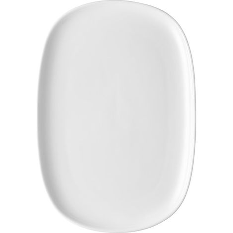 Plat de Service Ovale Design, Usage Quotidien, Esthétique Minimale, en Porcelaine Blanche (1/3)