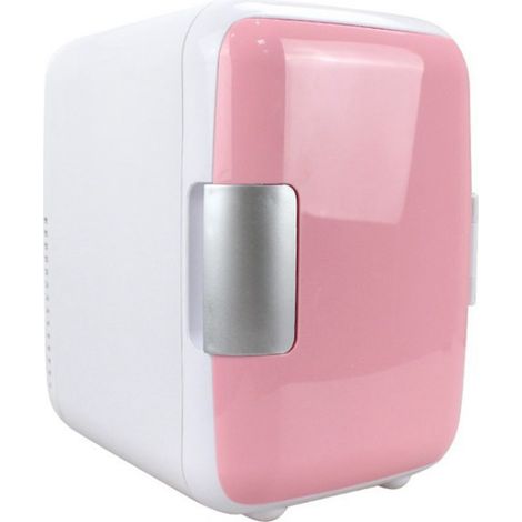Mini réfrigérateur voiture 4L portable 2 compartiments 48W glacière extérieure camping rose (1/5)