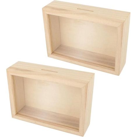 2 tirelires cadre en bois à customiser 12 x 17 cm (1/4)