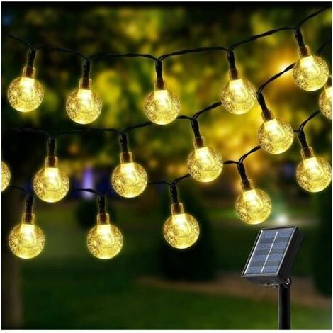 Guirlande Lumineuse Solaire, 100 Leds 12M Blanc Chaud Cristal Boules Lumière,8 Modes Etanche Lumières Solaires,Pour Décoration Extérieur, Jardins, Terrasses, Mariages, Fêtes--TRIMEC (1/5)