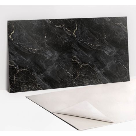 Panneaux muraux autocollants en vinyle imperméable - Marbre foncé 100 x 50 cm
