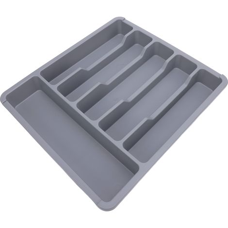Organisateur de tiroir de cuisine, range-couverts, porte-ustensiles anti-poussière, plateau à couverts gris (1/5)